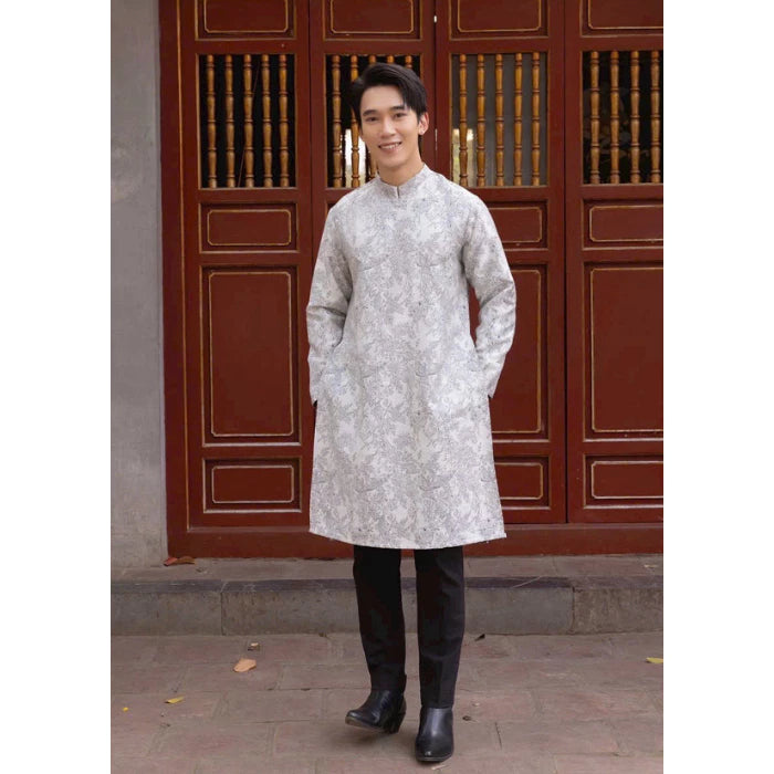 Pastel Brocade Ao Dai For Men
