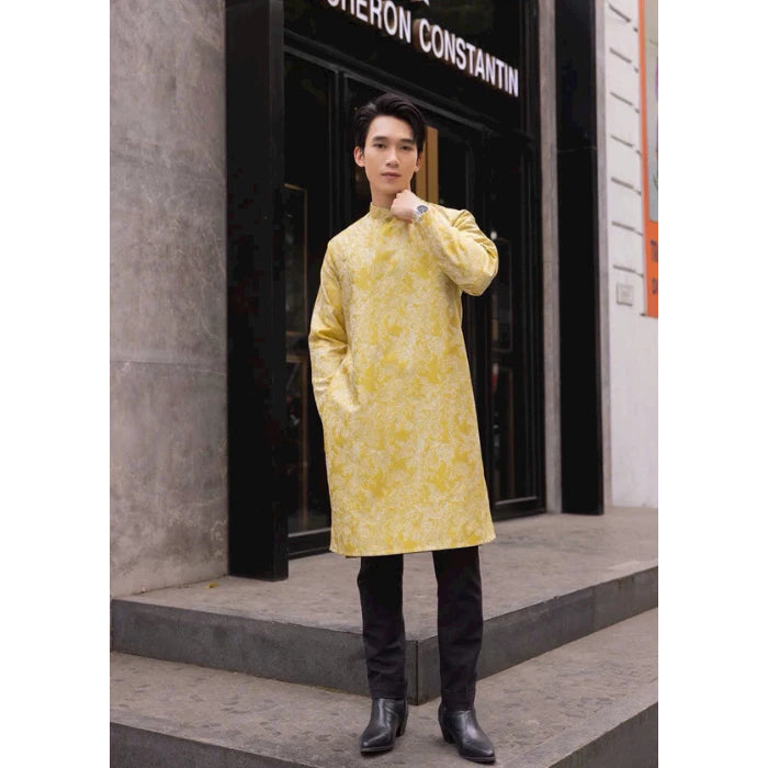 Pastel Brocade Ao Dai For Men