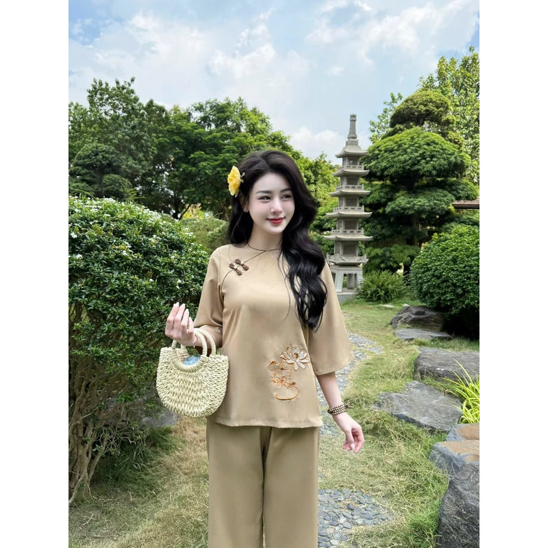 Daisy Embroider Monk Robes