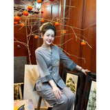 Đồ Đi Chùa Cổ V Thêu Hoa Bỉ Ngạn Vải Đũi Thái