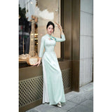 Mint Green Silk Traditional Ao Dai