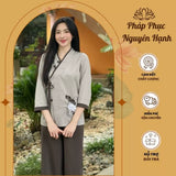 Set Đồ Đi Chùa Truyền Thống Vạt Chéo Thêu Hoa Vải