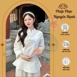 Pháp Phục Đi Chùa MPB Vải Đũi Thêu Hoa Sen
