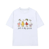 Áo Thun Mùa Hè Đi Biển Trái Cây Hình NGỖNG SILLY GOOSE Đội Nón