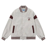 Streetwear Varsity Jacket – Gray & Red
