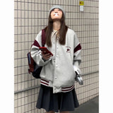 Streetwear Varsity Jacket – Gray & Red