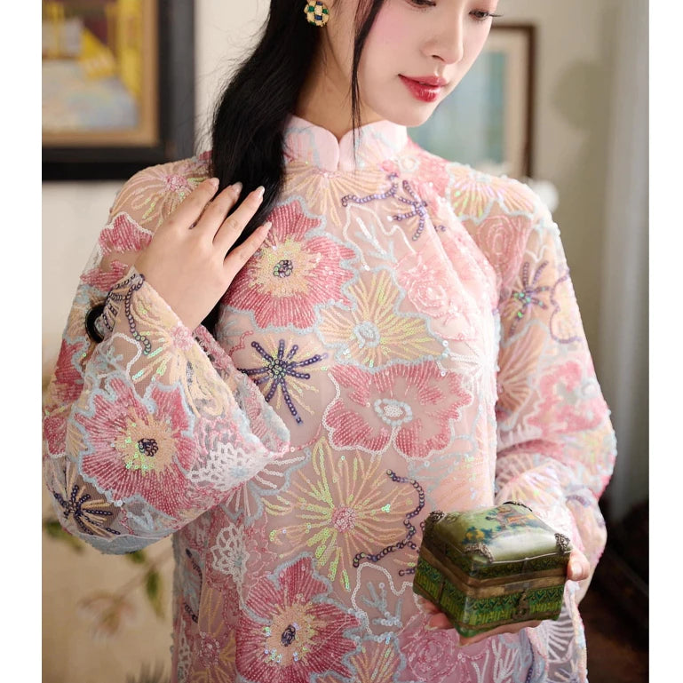 Sequined Modernized Ao Dai