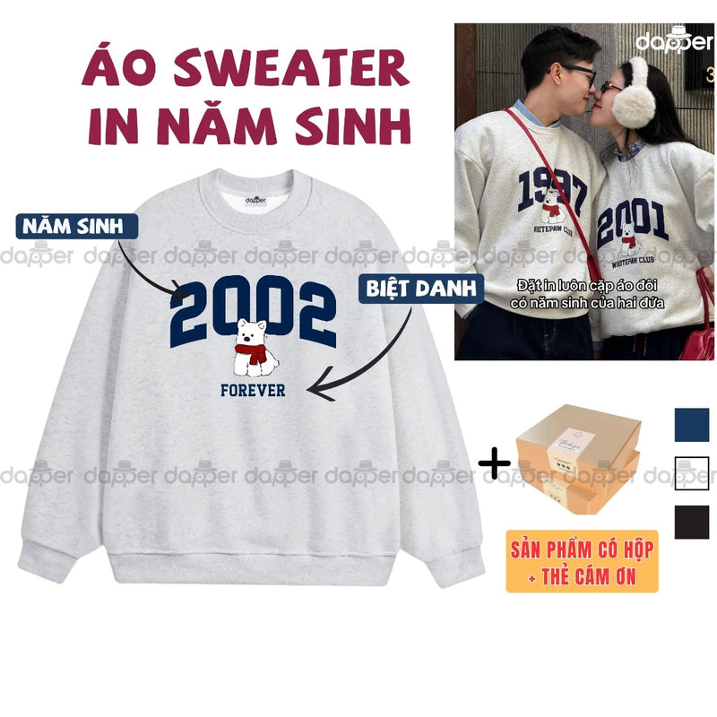 Áo Sweater Nỉ Bông Năm Sinh Gấu
