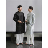 Black - White  Ao Dai For Men