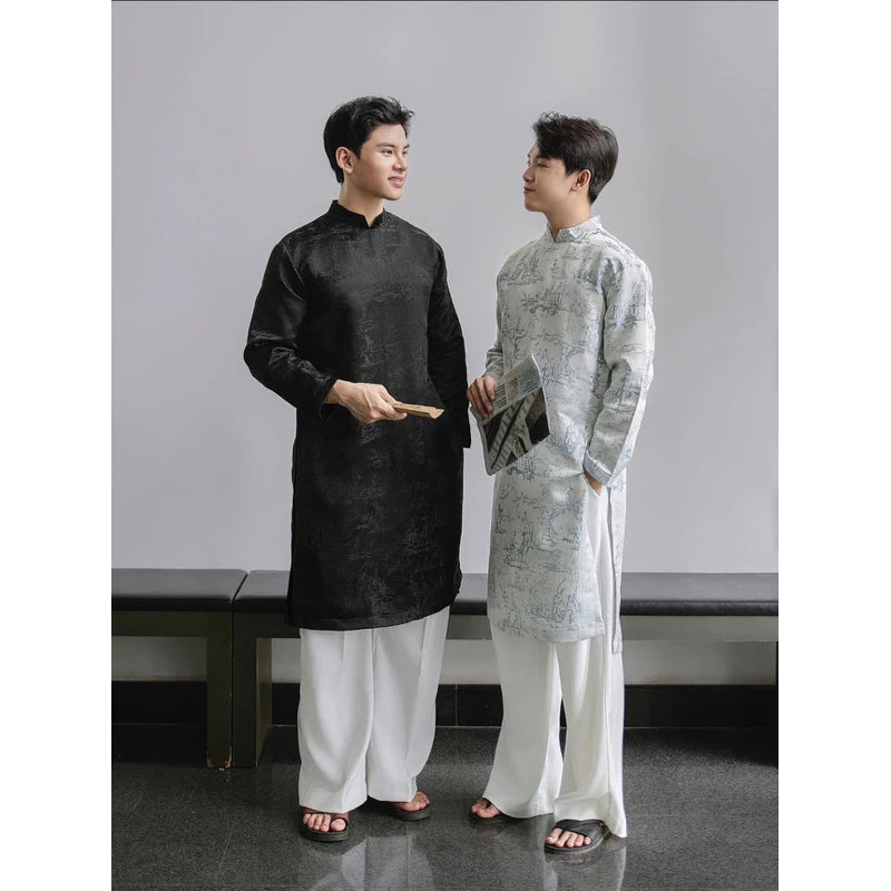 Black - White  Ao Dai For Men