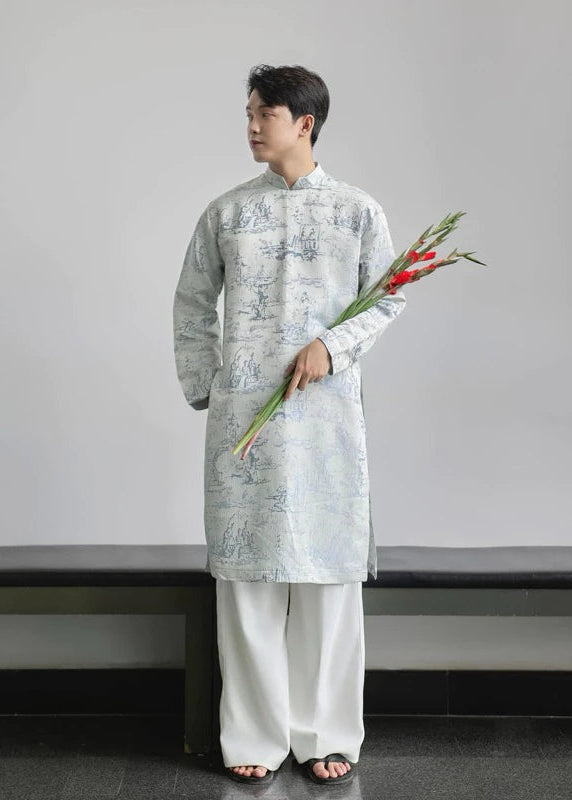 Black - White  Ao Dai For Men