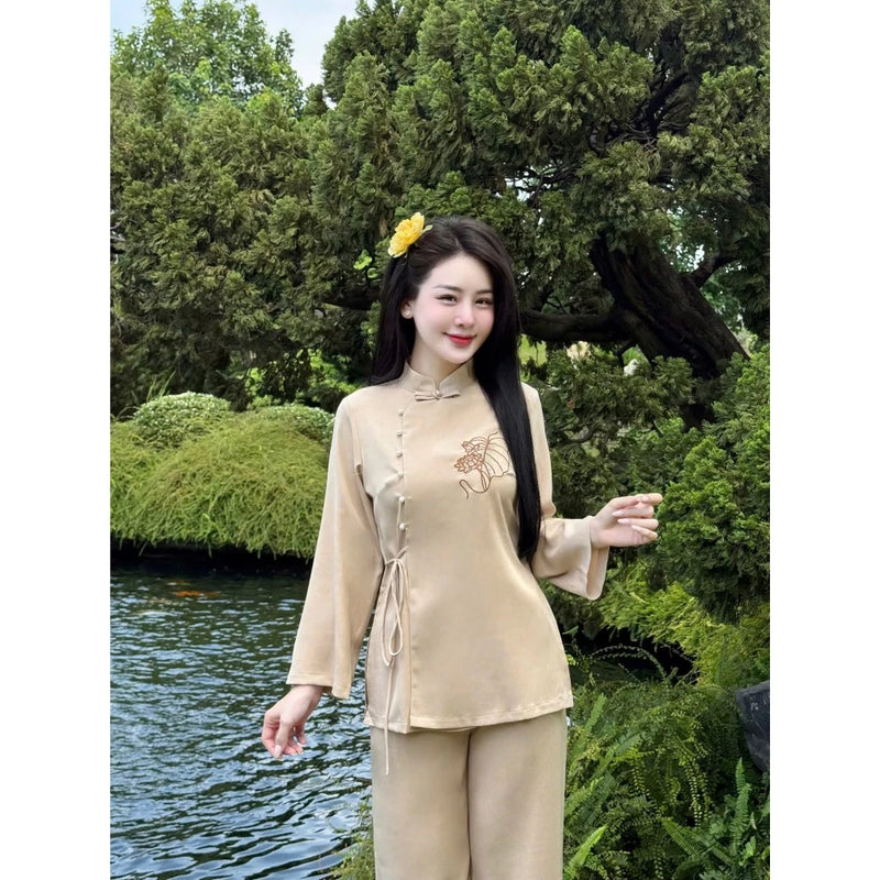 Bodhi Leaves Embroidered Monk Robes