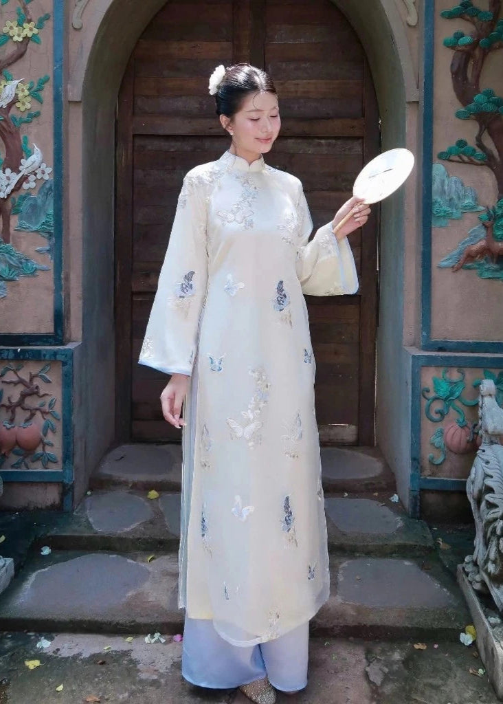 White Organza Modernize Ao Dai