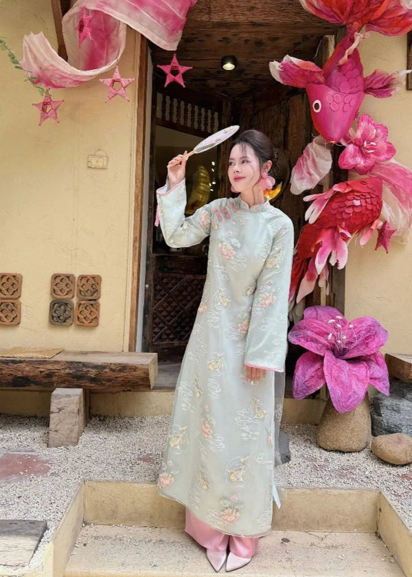 Blue Organza Modernize Ao Dai