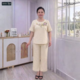Đồ Bộ Trung Niên Nữ Mặc Nhà Vải Đũi Lanh MAB12