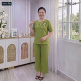 Đồ Bộ Trung Niên Nữ Mặc Nhà Vải Đũi Lanh MAB12