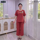 Đồ Bộ Trung Niên Nữ Mặc Nhà Vải Đũi Lanh MAB12
