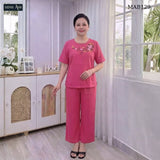 Đồ Bộ Trung Niên Nữ Mặc Nhà Vải Đũi Lanh MAB12
