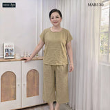 Đồ Bộ Trung Niên Nữ Mặc Nhà Vải Đũi Linen MAB13