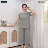 Đồ Bộ Trung Niên Nữ Mặc Nhà Vải Đũi Linen MAB13