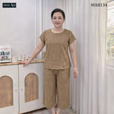 Đồ Bộ Trung Niên Nữ Mặc Nhà Vải Đũi Linen MAB13