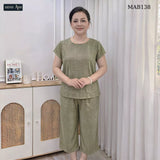 Đồ Bộ Trung Niên Nữ Mặc Nhà Vải Đũi Linen MAB13