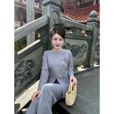 Đồ Lam Truyền Thống Nữ Dáng Vạt Hò Cổ Tròn Nút Thắt Cao Cấp