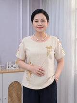 Áo Cổ Tròn Vải Đũi Cao Cấp AMA01