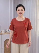 Áo Cổ Tròn Vải Đũi Cao Cấp AMA01