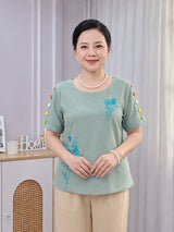 Áo Cổ Tròn Vải Đũi Cao Cấp AMA01