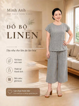 Đồ Bộ Trung Niên Nữ Mặc Nhà Vải Đũi Linen MAB13
