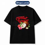 Áo Thun Mùa Hè Đi Biển Trái Cây Hình COCONUT Hoa Hồng