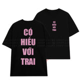 Áo Thun Kim Tuyến In Chữ CÓ HIẾU VỚI TRAI