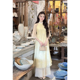 Floral Yellow Modernize Ao Dai