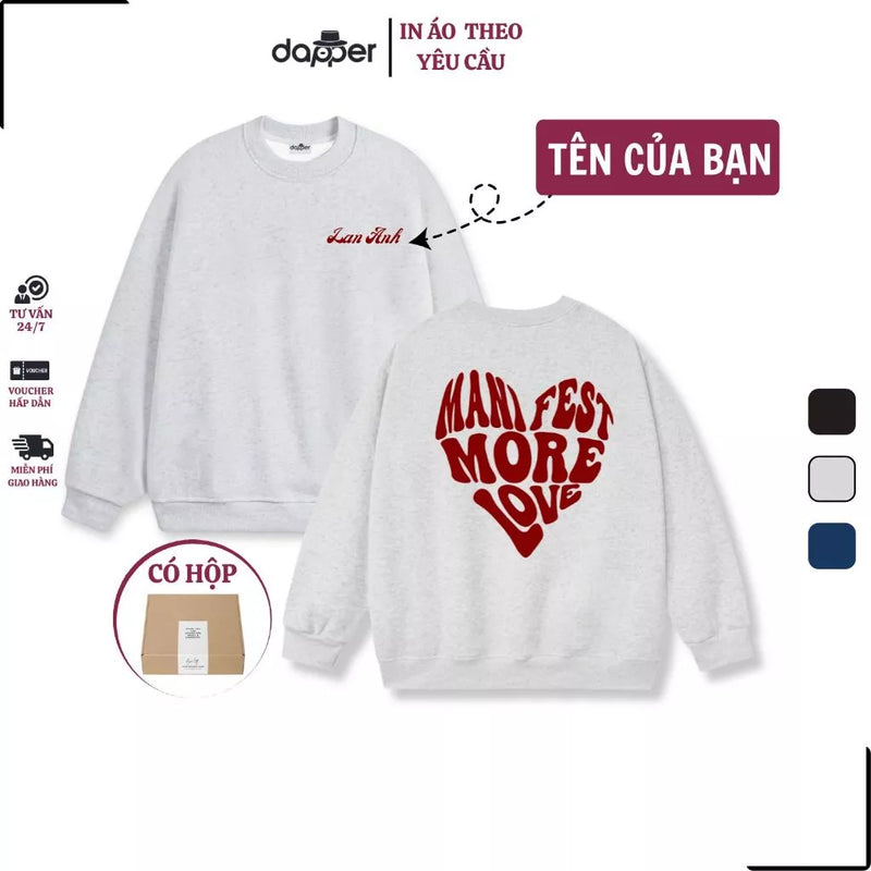 Áo Sweater Nỉ Dày Ấm Áp In Tên Couple More Love