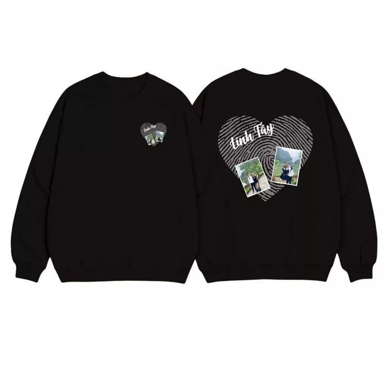 Áo Sweater Form Rộng Couple In Tên + Ảnh Của Bạn