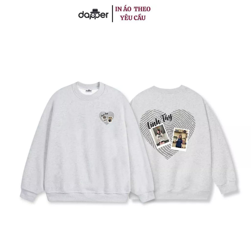 Áo Sweater Form Rộng Couple In Tên + Ảnh Của Bạn