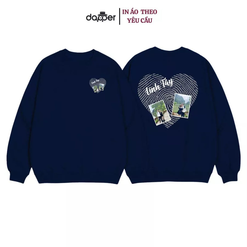 Áo Sweater Form Rộng Couple In Tên + Ảnh Của Bạn