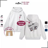 Áo Hoodie Chất Nỉ Bông Dày Trái Tim Vân Tay In Tên Bạn & Ảnh