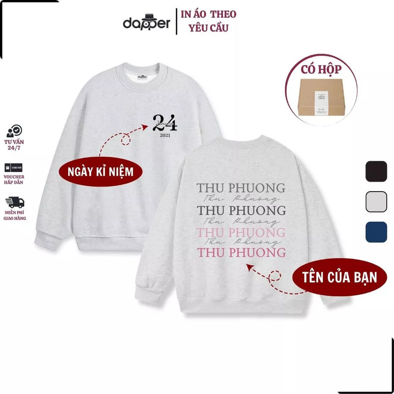 Áo Sweater Oversize Hàn Quốc In Tên Hot Trend