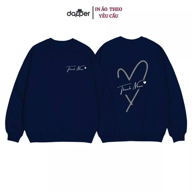 Áo Sweater Thời Trang Unisex In Tên Trái Tim Cắt Couple