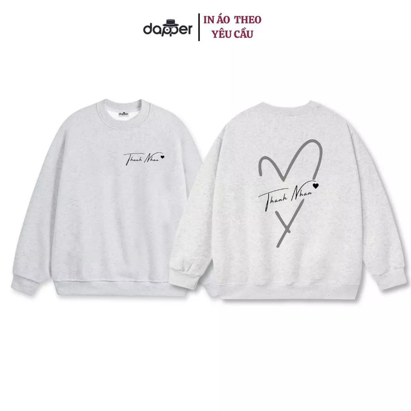 Áo Sweater Thời Trang Unisex In Tên Trái Tim Cắt Couple