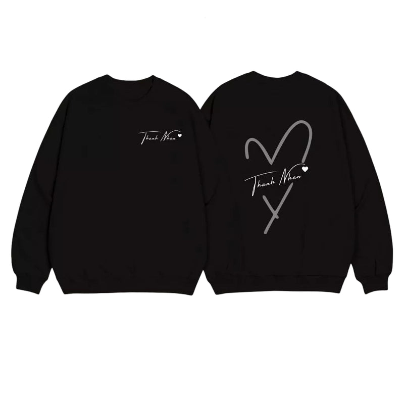 Áo Sweater Thời Trang Unisex In Tên Trái Tim Cắt Couple