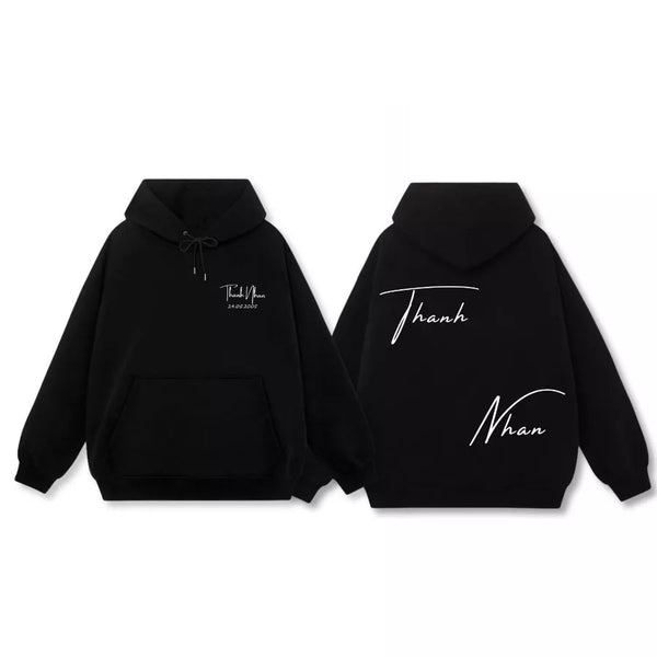 Áo Hoodie Unisex Chất Nỉ Bông Cá Nhân Hóa, In Tên Bạn và Người Thương