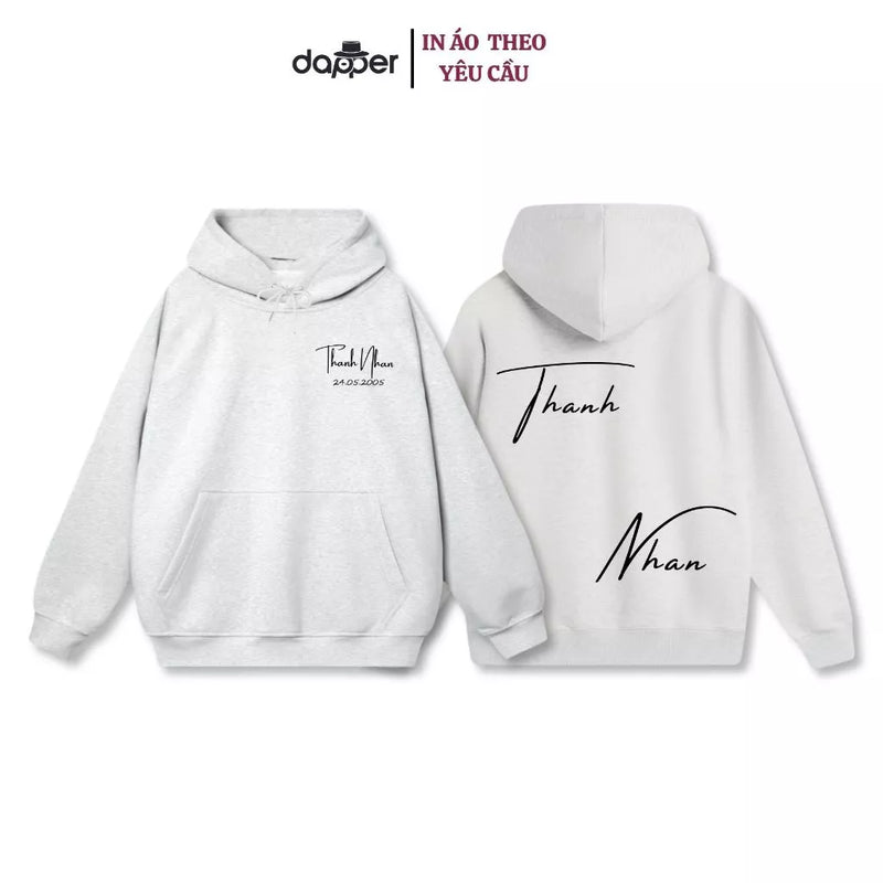 Áo Hoodie Unisex Chất Nỉ Bông Cá Nhân Hóa, In Tên Bạn và Người Thương
