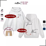 Áo Hoodie Unisex Chất Nỉ Bông Cá Nhân Hóa, In Tên Bạn và Người Thương