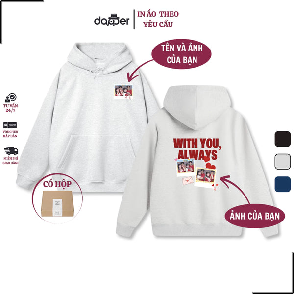 Áo Hoodie Nam Nữ Form Unisex In Tên và Ảnh Cặp Đôi