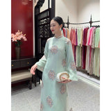 Mint Organza Modernize Ao Dai