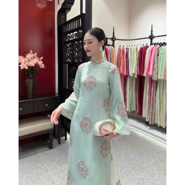 Mint Organza Modernize Ao Dai