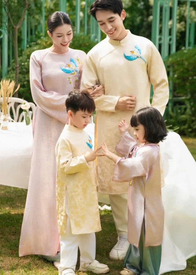 Pink - Cream Ao Dai For Family